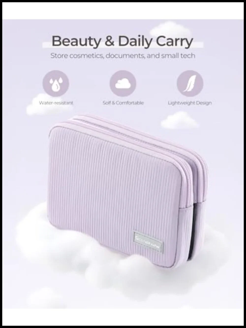 Double Detachable Makeup Bag, 180° Lay-Flat Corduroy Cosmetic Organizer,